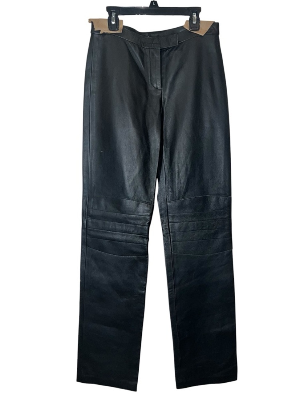 Poleci Black Lambskin Leather Pants Moto Knee Detail Mid-Rise Women’s Sz 2 NWOT